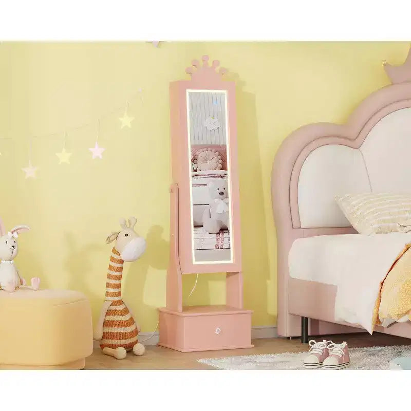 Meuble à bijoux pour enfants 46 avec miroir pleine longueur, tiroirs de rangement et armoire à bijoux pour l'anniversaire des enfants