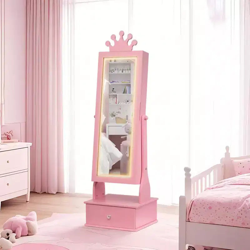 Meuble à bijoux pour enfants 46 avec miroir pleine longueur, tiroirs de rangement et armoire à bijoux pour l'anniversaire des enfants