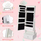 Meuble à bijoux pour enfants 46 avec miroir pleine longueur, tiroirs de rangement et armoire à bijoux pour l'anniversaire des enfants