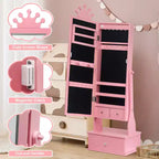 Meuble à bijoux pour enfants 46 avec miroir pleine longueur, tiroirs de rangement et armoire à bijoux pour l'anniversaire des enfants