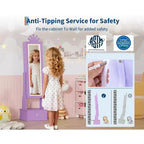 Meuble à bijoux pour enfants 46 avec miroir pleine longueur, tiroirs de rangement et armoire à bijoux pour l'anniversaire des enfants