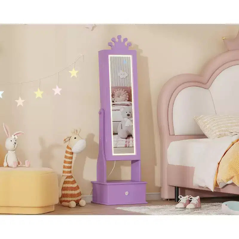 Meuble à bijoux pour enfants 46 avec miroir pleine longueur, tiroirs de rangement et armoire à bijoux pour l'anniversaire des enfants