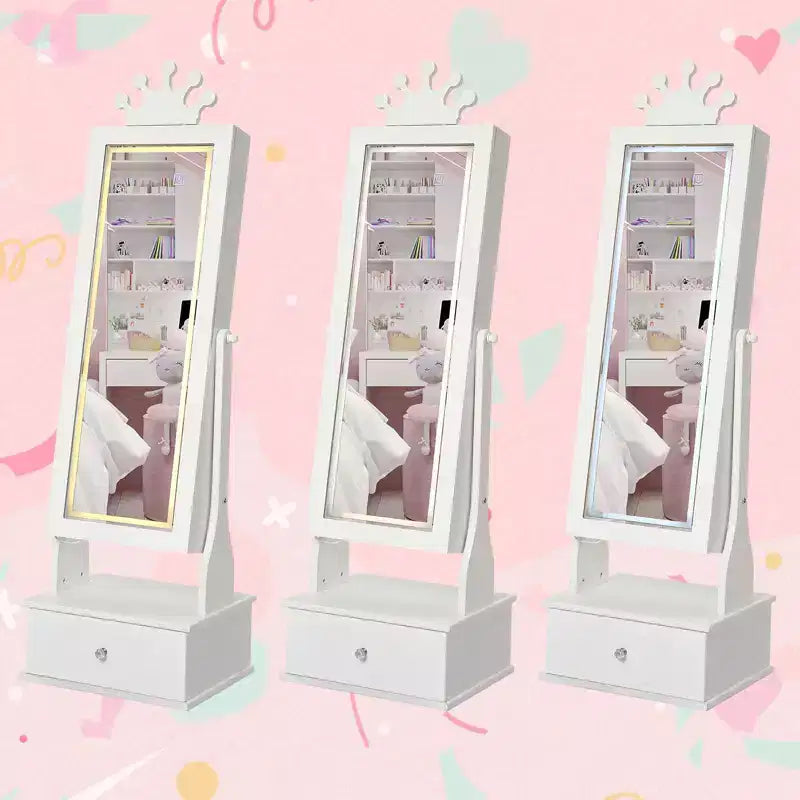 Meuble à bijoux pour enfants 46 avec miroir pleine longueur, tiroirs de rangement et armoire à bijoux pour l'anniversaire des enfants