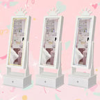 Meuble à bijoux pour enfants 46 avec miroir pleine longueur, tiroirs de rangement et armoire à bijoux pour l'anniversaire des enfants