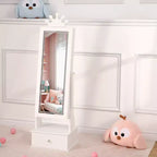 Meuble à bijoux pour enfants 46 avec miroir pleine longueur, tiroirs de rangement et armoire à bijoux pour l'anniversaire des enfants
