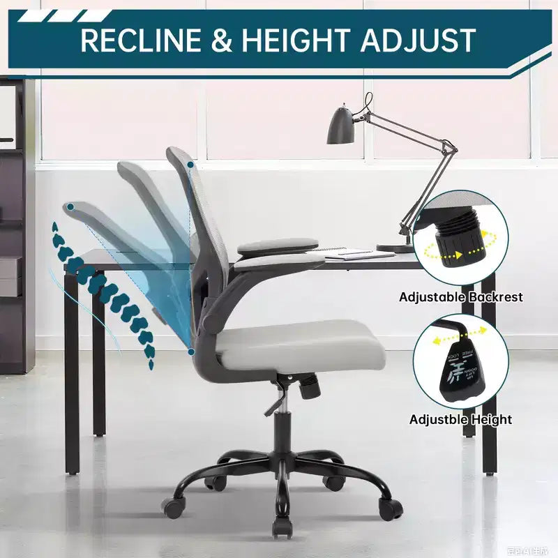 Chaise de bureau ergonomique, chaise de bureau pivotante à roulettes, chaise à roulettes en maille, accoudoir relevable, pour bureau à domicile, étude, chambre.