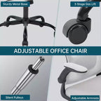Chaise de bureau ergonomique, chaise de bureau pivotante à roulettes, chaise à roulettes en maille, accoudoir relevable, pour bureau à domicile, étude, chambre.