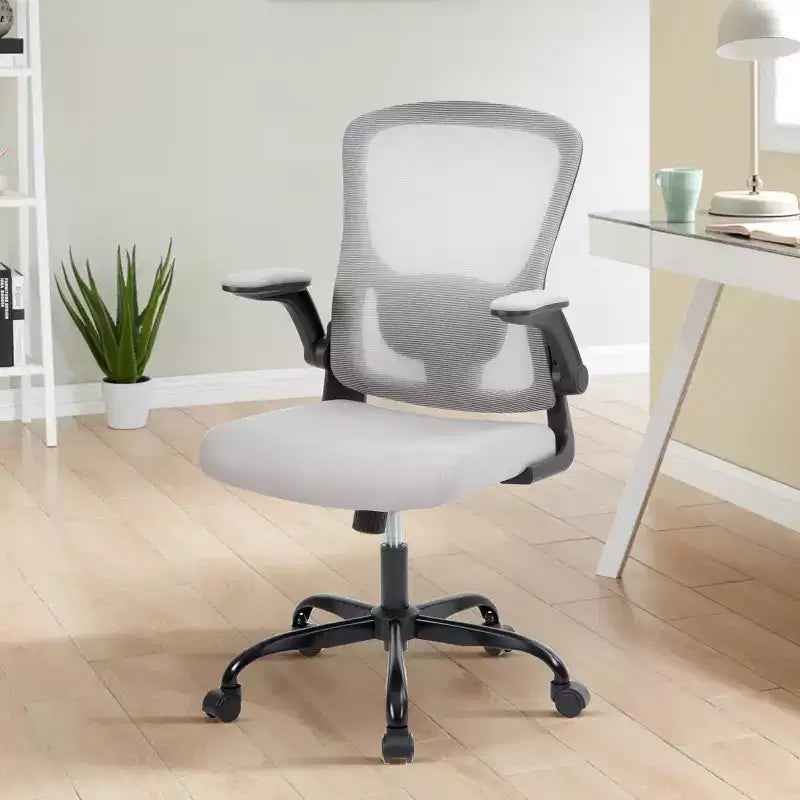 Chaise de bureau ergonomique, chaise de bureau pivotante à roulettes, chaise à roulettes en maille, accoudoir relevable, pour bureau à domicile, étude, chambre.