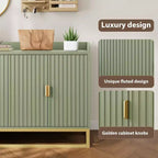 Buffet de rangement avec 4 portes 120 cm de large, enfilade cannelée, buffet moderne, meuble console multimédia
