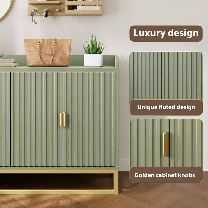 Buffet de rangement avec 4 portes 120 cm de large, enfilade cannelée, buffet moderne, meuble console multimédia
