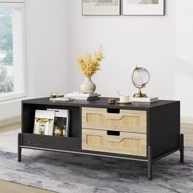 Table basse rectangulaire en bois pour salon, table basse en bois