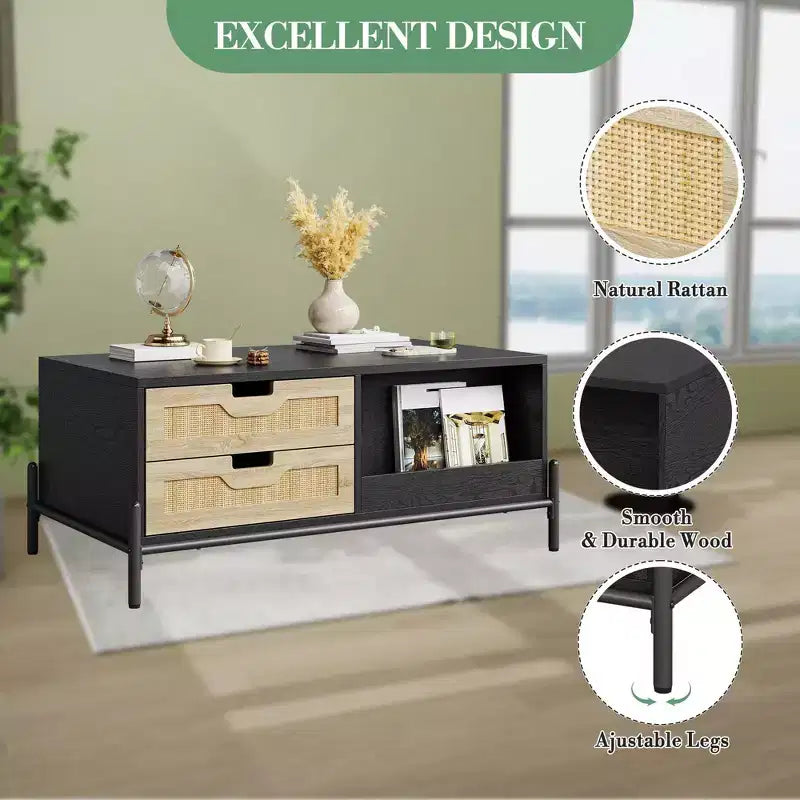 Table basse rectangulaire en bois pour salon, table basse en bois