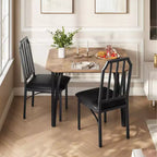 Table à manger, table de cuisine carrée moderne et industrielle en bois de ferme avec chaises rembourrées, meubles de salle à manger