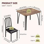 Table à manger, table de cuisine carrée moderne et industrielle en bois de ferme avec chaises rembourrées, meubles de salle à manger