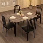 Table à manger, table de cuisine carrée moderne et industrielle en bois de ferme avec chaises rembourrées, meubles de salle à manger