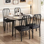 Table à manger, table de cuisine carrée moderne et industrielle en bois de ferme avec chaises rembourrées, meubles de salle à manger