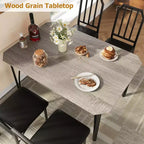 Table à manger, table de cuisine carrée moderne et industrielle en bois de ferme avec chaises rembourrées, meubles de salle à manger