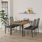 Table à manger, table de cuisine carrée moderne et industrielle en bois de ferme avec chaises rembourrées, meubles de salle à manger