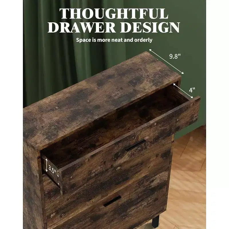 Meuble à chaussures de rangement pour entrée ultra fin avec 2 tiroirs abattants et 1 tiroir basculant, meuble à chaussures étroit, organisateur de chaussures moderne autoportant en bois