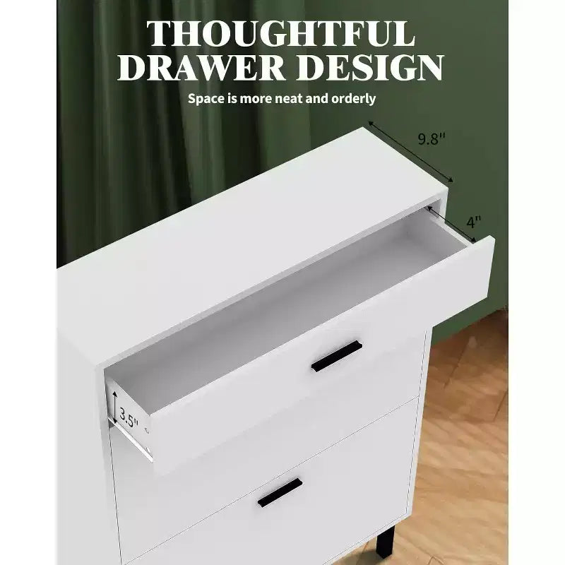 Meuble à chaussures de rangement pour entrée ultra fin avec 2 tiroirs abattants et 1 tiroir basculant, meuble à chaussures étroit, organisateur de chaussures moderne autoportant en bois