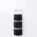 Alilang Hanging Wall Organizer with Three Pockets and Black Grid Pattern 22.5x7.8 in