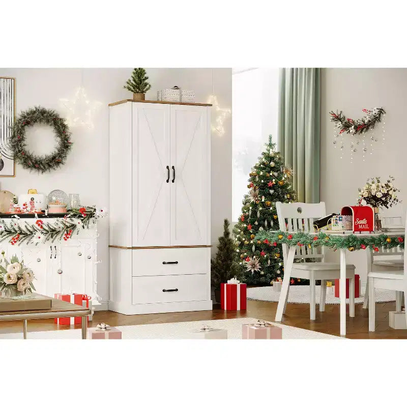 Meuble de rangement de cuisine de ferme, buffet de cuisine en bois avec porte coulissante, tiroirs et étagère réglable, rangement pour la salle à manger, le salon, le bureau