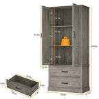 Meuble de rangement de cuisine de ferme, buffet de cuisine en bois avec porte coulissante, tiroirs et étagère réglable, rangement pour la salle à manger, le salon, le bureau
