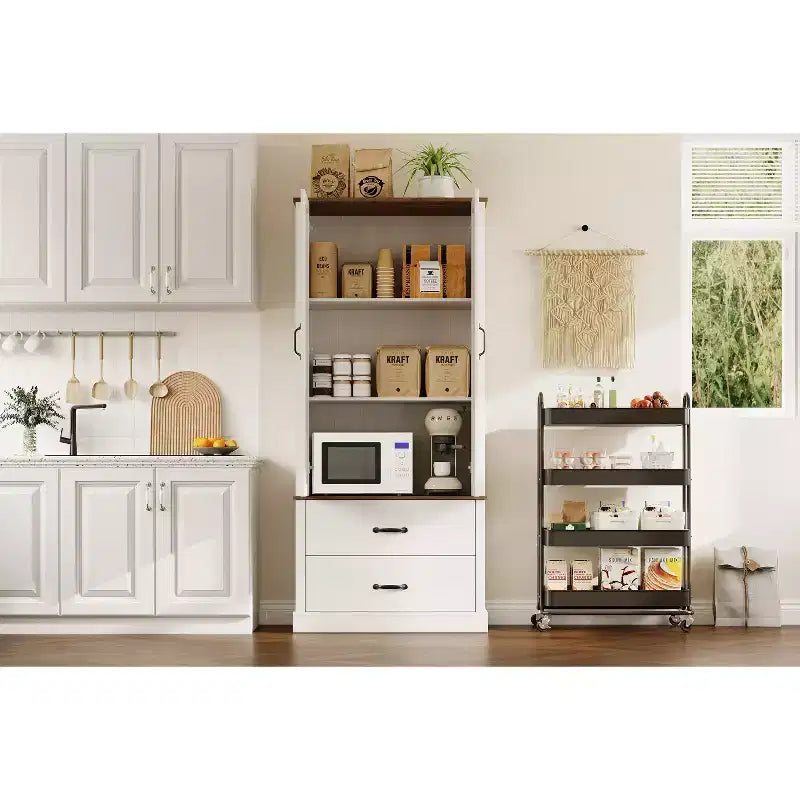 Meuble de rangement de cuisine de ferme, buffet de cuisine en bois avec porte coulissante, tiroirs et étagère réglable, rangement pour la salle à manger, le salon, le bureau