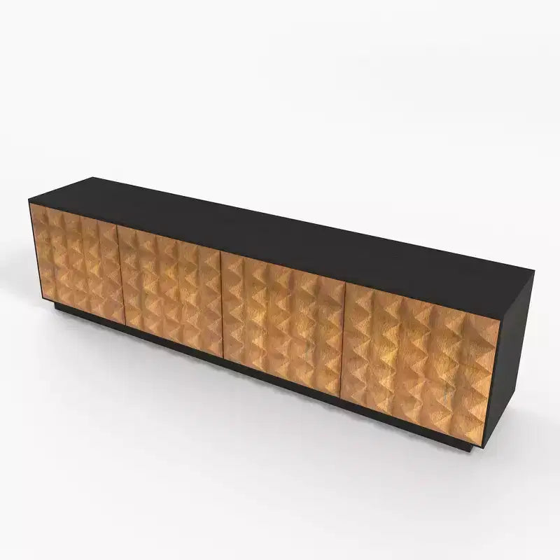 Meuble TV moderne Luck Live de 223 cm avec placards de rangement et étagères réglables, meuble de rangement de salon noir