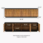 Meuble TV moderne Luck Live de 223 cm avec placards de rangement et étagères réglables, meuble de rangement de salon noir