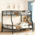 Luxystar Full XL Over Queen Bunk Bed, Metal Frame with Safety Guardrails, Split into Two Standalone Beds for Apartment