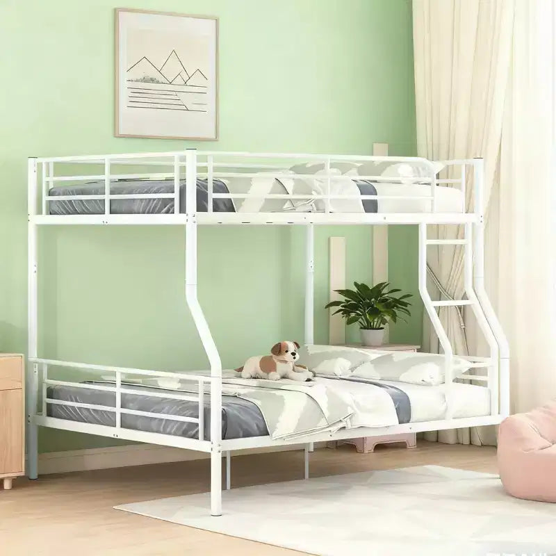 Lit superposé Luxystar Full XL au-dessus d'un lit Queen, cadre en métal avec barrières de sécurité, séparable en deux lits individuels pour appartement