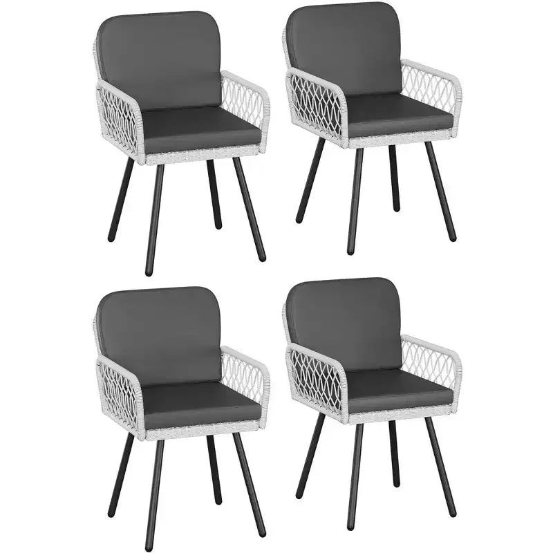 Dining Chairs Set of 4 - Metal Frame, for Indoor, Garden, Balcony, Deck,