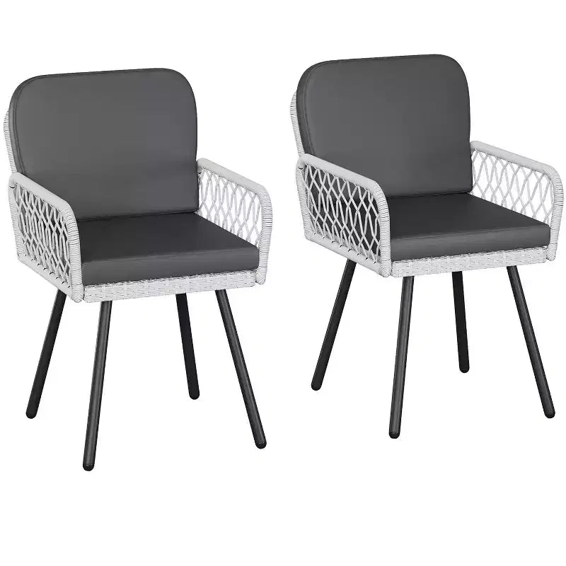 Lot de 4 chaises de salle à manger - Structure en métal, pour intérieur, jardin, balcon, terrasse,