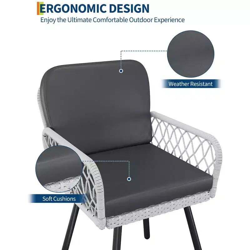 Lot de 4 chaises de salle à manger - Structure en métal, pour intérieur, jardin, balcon, terrasse,