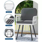 Lot de 4 chaises de salle à manger - Structure en métal, pour intérieur, jardin, balcon, terrasse,