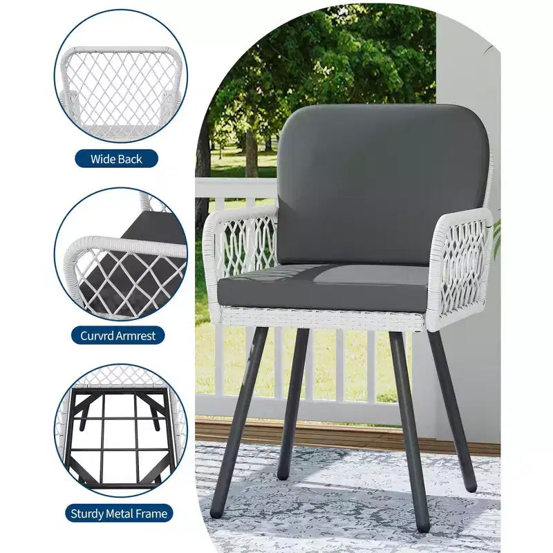 Lot de 4 chaises de salle à manger - Structure en métal, pour intérieur, jardin, balcon, terrasse,