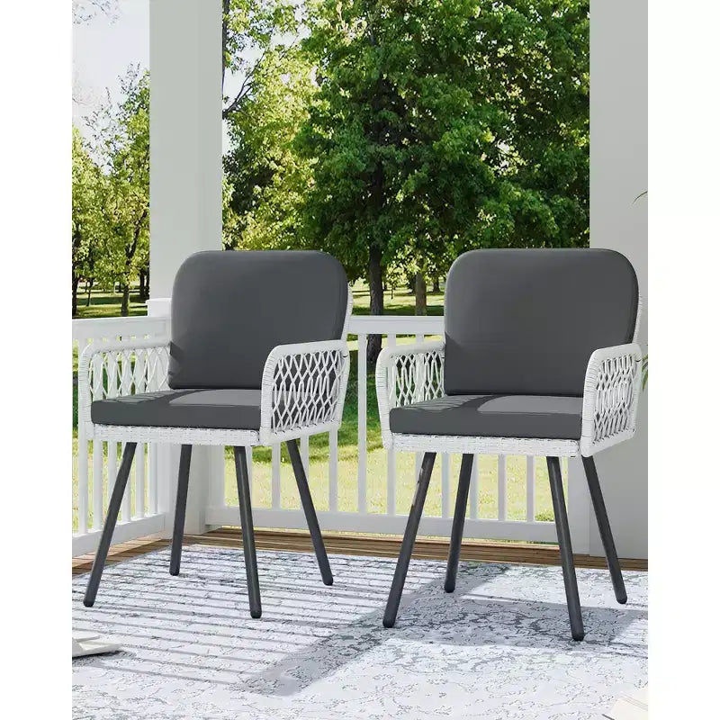 Lot de 4 chaises de salle à manger - Structure en métal, pour intérieur, jardin, balcon, terrasse,