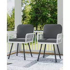 Lot de 4 chaises de salle à manger - Structure en métal, pour intérieur, jardin, balcon, terrasse,