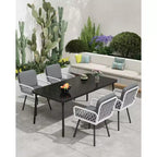 Lot de 4 chaises de salle à manger - Structure en métal, pour intérieur, jardin, balcon, terrasse,