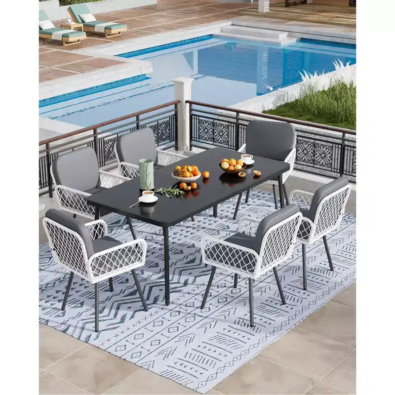 Lot de 4 chaises de salle à manger - Structure en métal, pour intérieur, jardin, balcon, terrasse,
