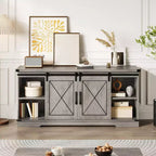 Meuble TV style ferme de 65 pouces avec portes coulissantes façon grange, centre de divertissement et console média pour salon ou chambre à coucher