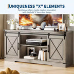 Meuble TV style ferme de 65 pouces avec portes coulissantes façon grange, centre de divertissement et console média pour salon ou chambre à coucher