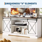 Meuble TV style ferme de 65 pouces avec portes coulissantes façon grange, centre de divertissement et console média pour salon ou chambre à coucher