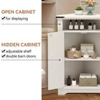 Meuble d'angle rustique COZONY avec porte coulissante de style grange, étagère de rangement réglable pour salle de bain, cuisine, salon, entrée