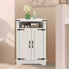 Meuble d'angle rustique COZONY avec porte coulissante de style grange, étagère de rangement réglable pour salle de bain, cuisine, salon, entrée