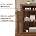 Meuble d'angle rustique COZONY avec porte coulissante de style grange, étagère de rangement réglable pour salle de bain, cuisine, salon, entrée