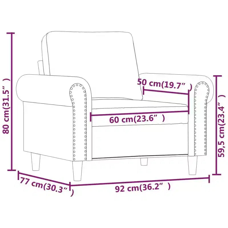 vidaXL Fauteuil d'appoint en simili cuir, siège simple rembourré