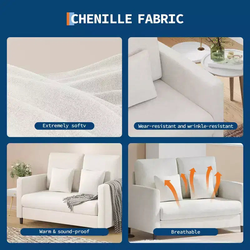 Canapé causeuse nuage 51 - 2 places moelleux avec ressorts ensachés pour petits espaces Salon d'appartement