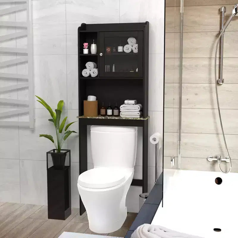 Meuble de rangement Okak de 172 cm au-dessus des toilettes avec étagères ouvertes, meuble de rangement de salle de bain en bois pour la maison, la salle de bain